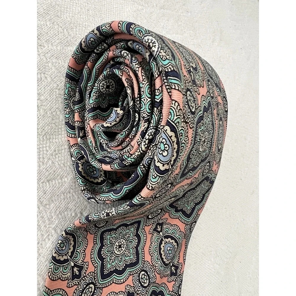 VTG POLO RALPH LAUREN 100% Silk Mens Neck Tie Pink Blue MADE IN USA 58